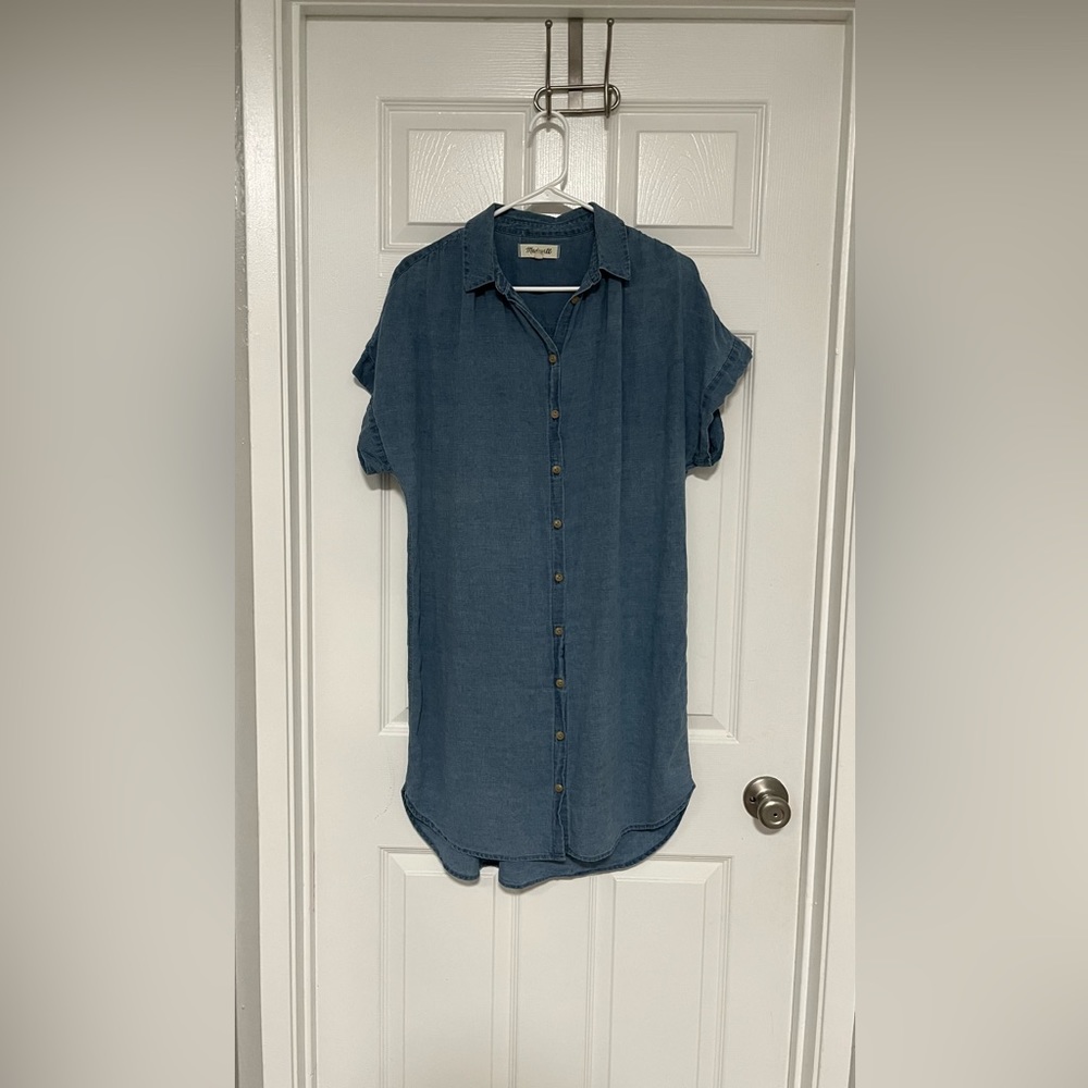 Madewell chambray short sleeve mini dress